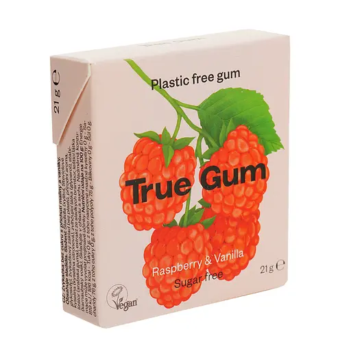 Жевательная резинка True Gum со вкусом малины и ванили без cахара 21 г