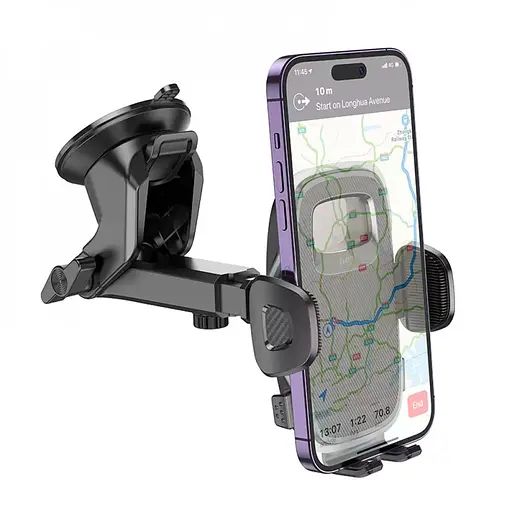 Автотримач для телефона HOCO H15 Fair push-type car holder(center console) Black - фото 4