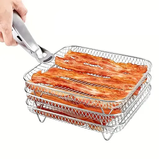 Комплект з 3-х ярусів квадратних решіток з нержавіючої сталі для фритюрниць, аерогрилів та духових шаф, Kitchen Master 87785 - фото 7