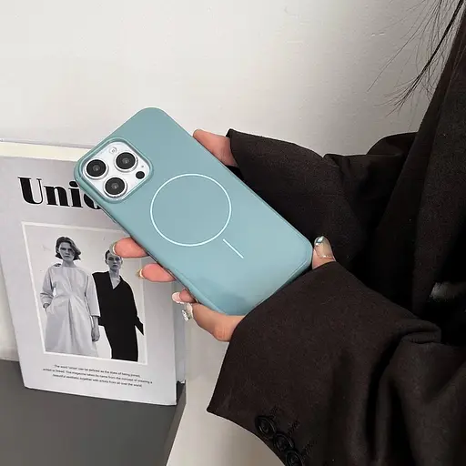 Чехол для iPhone 16e с MagSafe, защитный, глянцевый, с мягкой подкладкой, темно-бирюзовый - фото 4