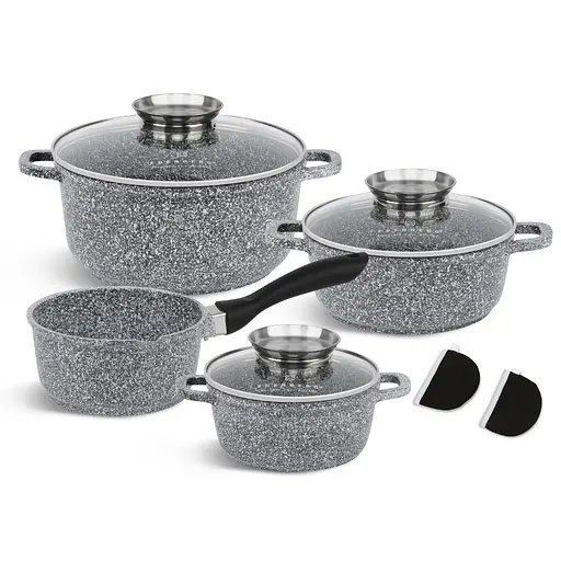 Набір каструль Edenberg, посуд з антипригарним покриттям, казани з керамічним гранітним покриттям, 8 предметів 