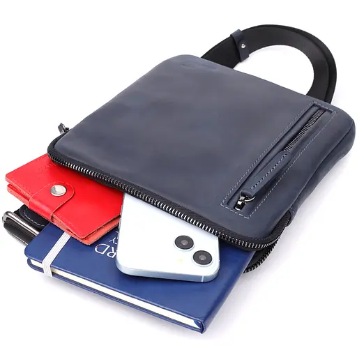 Сумка невеликого розміру для чоловіків на плече із натуральної вінтажної шкіри SHVIGEL 20х22х4 см sum0027428 - фото 8