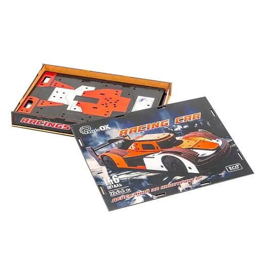 Дерев'яний 3D конструктор Racing Car Puz-01037, 146 деталей - фото 4