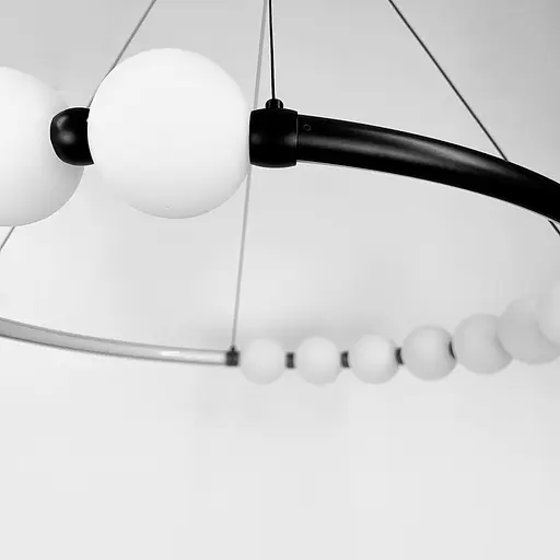 Черная люстра Nordic Pearl с плафонами жемчужинами Ø 80 см | Line F | Ст. SG33-800 BK - фото 3