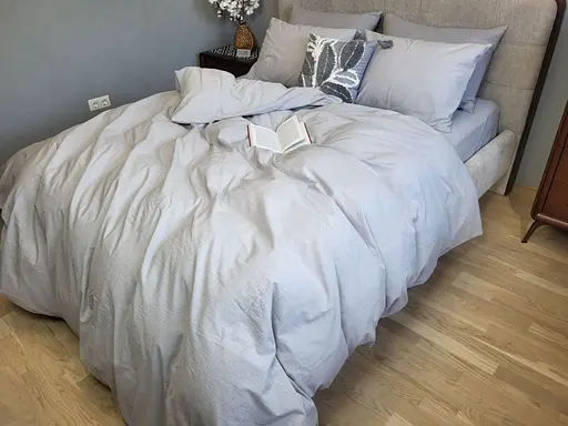 Комплект постельного белья Washed Cotton из вареного хлопка светло-серый Ash Gray - фото 3