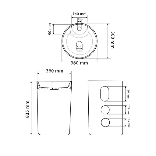 Умивальник підлоговий VBI Vinici white VBI-019015, Білий - фото 4