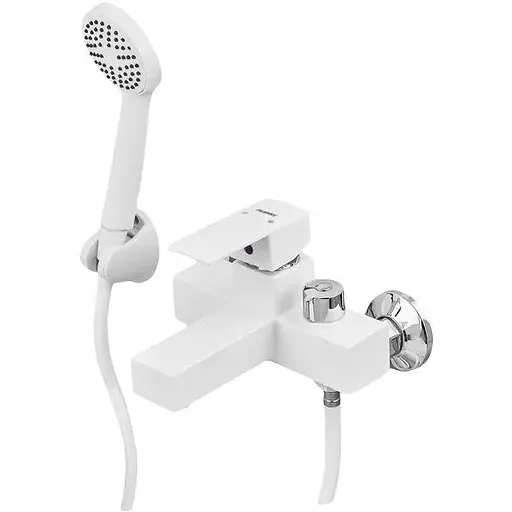 Змішувач для ванни з лійкою Plamix Kubus-009 Euro SET white PM0673 Білий - фото 1