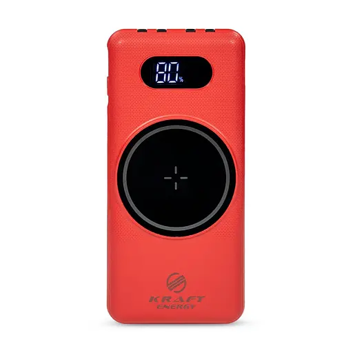 Повербанк 10000mAh Power Bank Kraft KPB-1110W Red бездротова зарядка (43-00056)