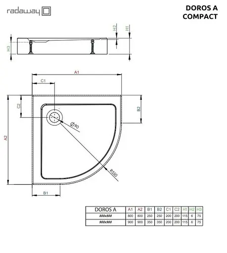Душовий піддон Radaway Doros A Compact 80x80 SDRA8080-05 - фото 2