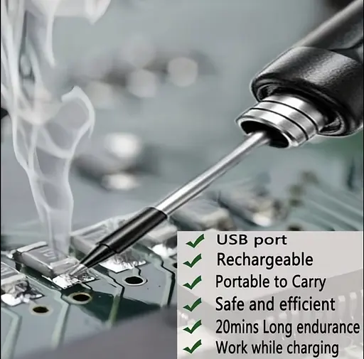 Портативний USB/бездротовий паяльний набір з регульованою температурою чорний - фото 7