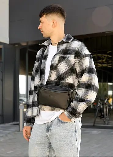 Мужская сумка бананка Sambag HARVI черная 24 × 16 × 6 см (88213101m) - фото 1