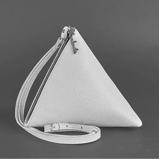 Шкіряна жіноча сумка-косметичка Піраміда біла - фото 9