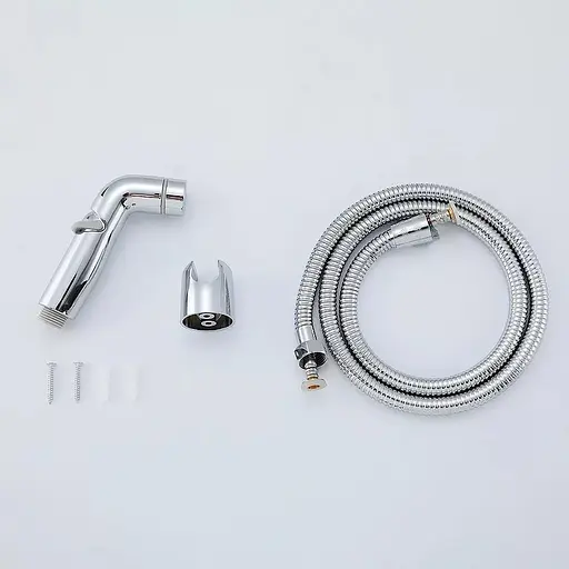 Гигиенический набор (лейка, шланг, кронштейн), хром Frap F021, Хром - фото 1