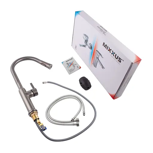 Смеситель для кухни с выдвижным изливом Mixxus Premium Pull 014 graphite MI6959 Графит - фото 7