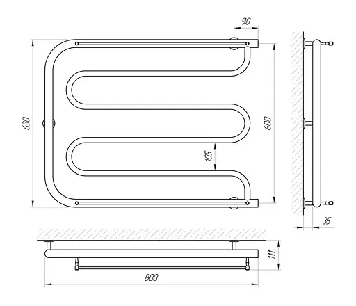 Полотенцесушитель Laris Фокстрот П 800x600 71207455, Хром - фото 5