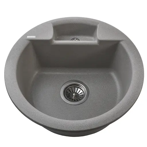 Гранітна мийка Globus Lux Guron сiрий камiнь 480 мм А0005, Сірий - фото 2