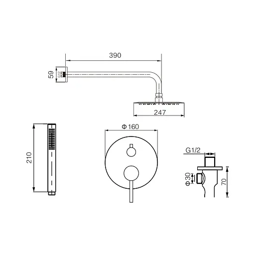 Душевая система VBI Milano chrome скрытого монтажа VBI-050109CH, Хром - фото 2