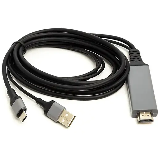 Кабель PowerPlant HDMI (M) – USB (AM) / Type-C (M), 1 м