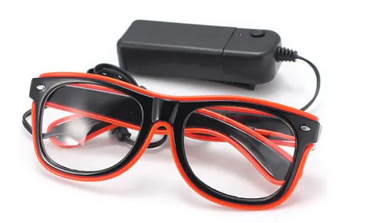 Очки светодиодные Leds прозрачные El Neon ray red неоновые - фото 2