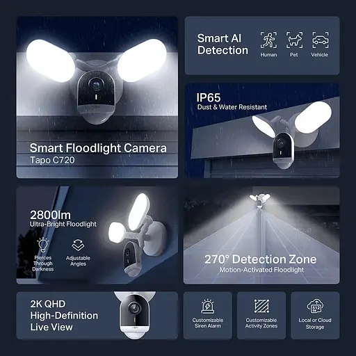 IP-камера TP-Link Tapo C720 2K QHD N300 зовнішня - фото 3