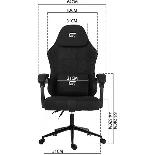 Геймерське крісло GT Racer (X-2326 Fabric Black/Blue) - фото 6