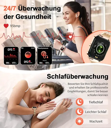 Смарт-часы женские Lige SML8 железный + силиконовый ремешки Gold (17797) - фото 7