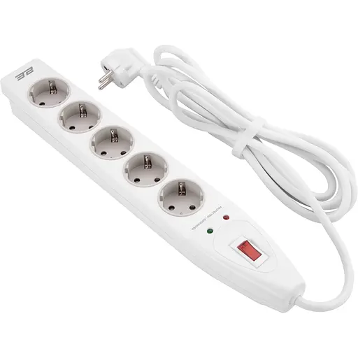 2E Сетевой фильтр 5XSchuko с защитой от импульсных скачков напряжения, 3G*1.5мм, 3м, white