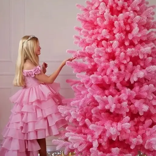 Ялинка штучна Hvoya Super Lux Marshmallow Pink 220 см засніжена - фото 4