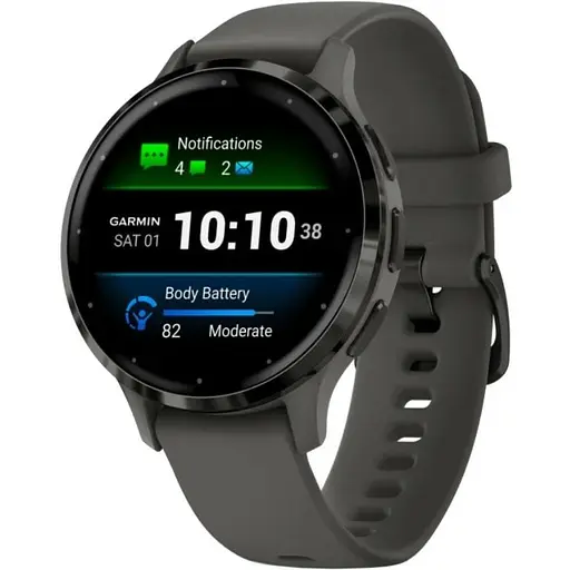 Смарт-годинник Garmin Venu 3S Slate S. Steel Bezel w. Pebble Grey Case and S. Band (010-02785-00)