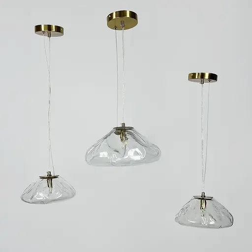 Скляний прозорий підвіс з легкими вигинами у латунному корпусі Ø 30 см | Line F | Арт. MJ82-300 AB+CL - фото 5