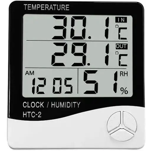 Термометр гигрометр Ketotek НТС-2 электронный цифровой с выносным датчиком и часами 