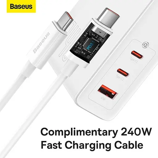 Адаптер - зарядний пристрій Baseus 140W GaN5 Pro Fast Charger + C to C кабель (CCGP100202) - фото 6