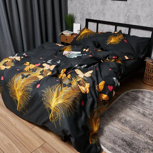 Комплект постельного белья Moon&Star Микросатин Premium Golden Flutter King Size 220x240 наволочки 2х40х60 - фото 3