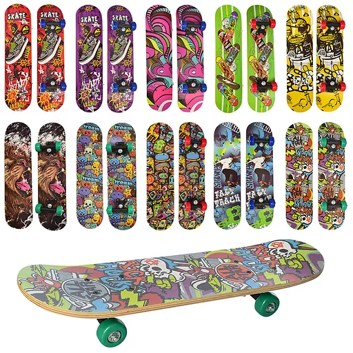 Скейт, 43x13 см, підвіска, PVC колеса, 7 шарів, MS0324-4 (В асортименті) - фото 2