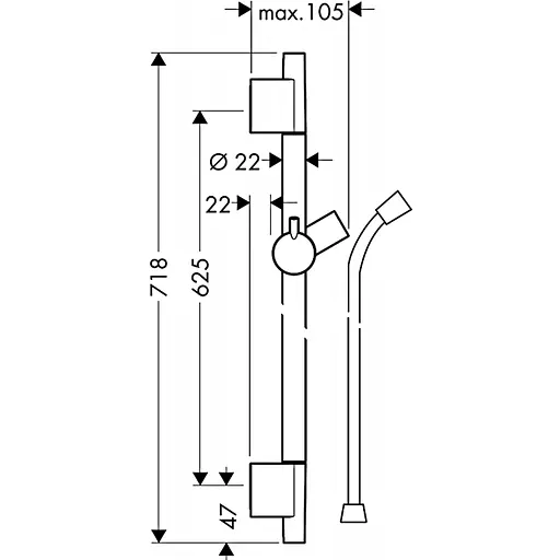 Душова штанга Hansgrohe Unica S Pura 65 см зі шлангом 160 см Matt White 28632700 Білий матовий - фото 2
