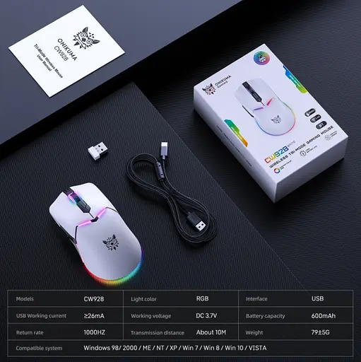 Комп'ютерна миша Onikuma CW928 (WiЧервоний/2,4G) Білий - фото 2