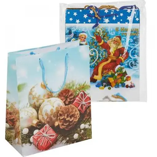 Пакет бумажный Новогодний средний 2