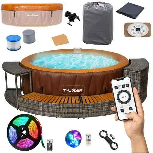 Джакузи-SPA надувная Thunder MOCHA 6-местная серая мебель из ротанга 4 шт. (MOCHA-HALF-GRAY) - фото 3