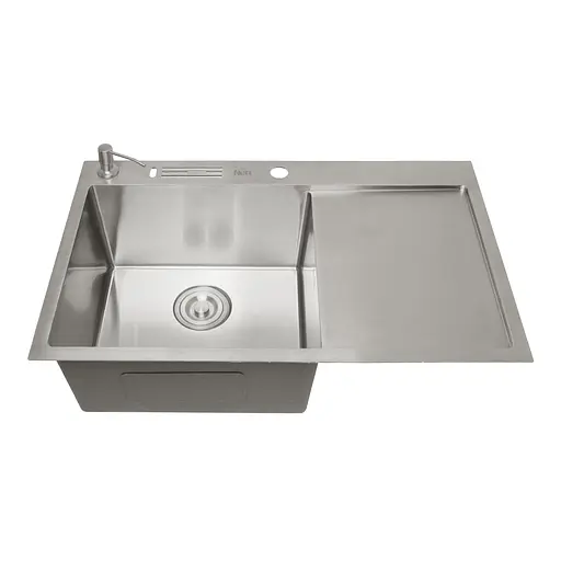 Кухонна мийка накладна з правим крилом Nett NS-7848(R), Нержавіюча сталь - фото 2