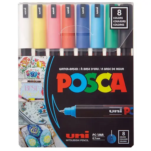 Набор маркеров Uni Posca 0.7 мм 8 шт. (PC-1MR 8C) - фото 1