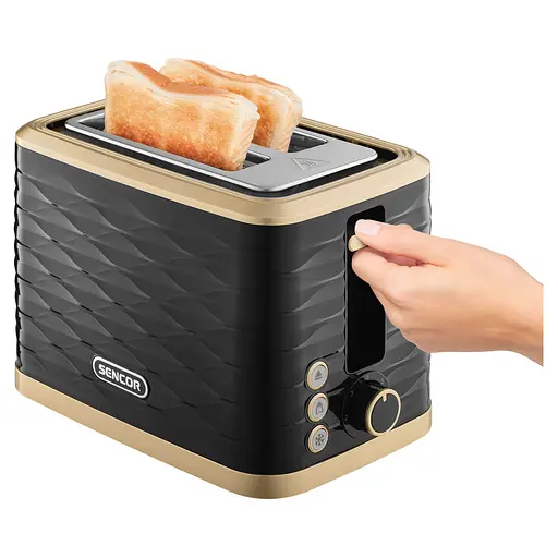Тостер Sencor 930 Вт подогрев размораживание подсветка пластик черно-золотой - фото 7