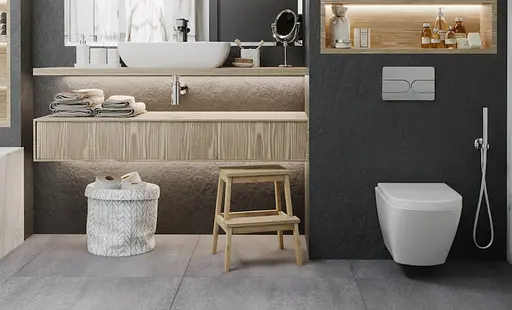 Панель змиву Koer KT-0604-01 240x160x10mm пластикова, кнопка закруглена KR5323, Хром - фото 2