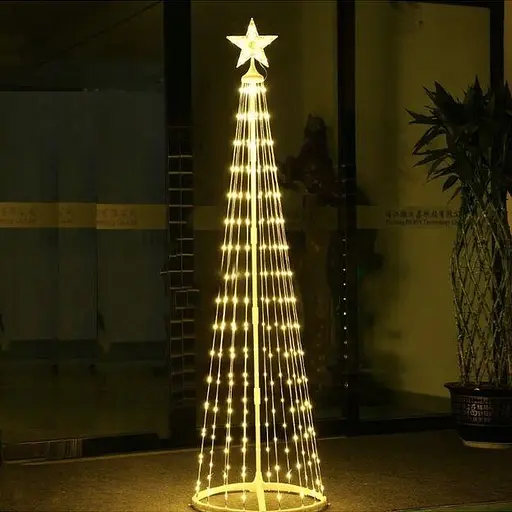 Новорічна конусна ялинка штучна світлодіодна 180см LED гірлянда 320 лампочок - фото 1