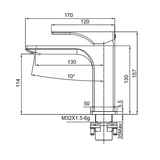Змішувач для умивальника Koer KB-10010-05 KR3479 Чорний матовий - фото 2