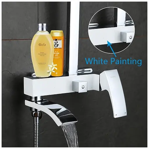 Душова система Gappo G2407-8, вилив - перемикач на лійку, білий/хром - фото 3