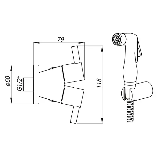 Монокран Zerix LR5398-3 для гігієнічного душа і бачка унітазу LL1560, Хром - фото 3