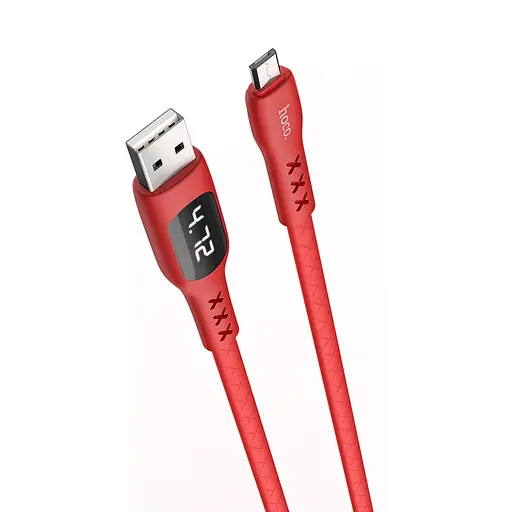 Кабель Hoco S6 з дисплеєм MicroUSB Sentinel Timeing Display 1.2 м червоний - фото 1