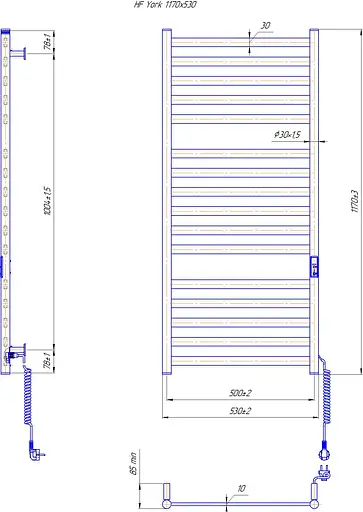 Електрична рушникосушарка HF York 1170x530 white matte 6.1.0503.06.WM, Білий матовий, універсальне (коннектор), Електронний - фото 5