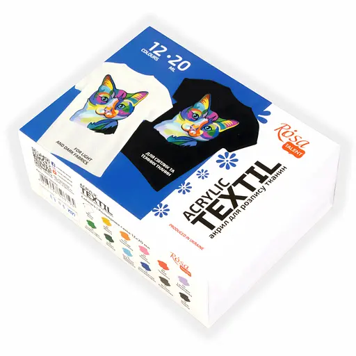 Набір фарб для розпису тканин CAT 12×20 мл Rosa Talent - фото 1