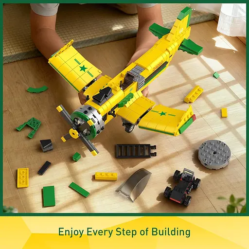 Конструктор літак Mould King  Brazilian Propeller Racing Aircraft бразильський пропелерний гоночний авіація 562 деталі - фото 6